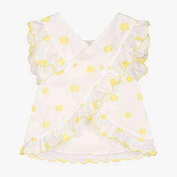 Stella McCartney Kids-Girls White & Yellow Polka Dot Blouse | Childrensalon Outlet