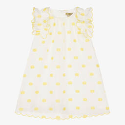 Stella McCartney Kids-Girls White & Yellow Polka Dot Dress | Childrensalon Outlet