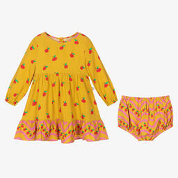 Stella McCartney Kids-Girls Yellow Apple Print Dress | Childrensalon Outlet
