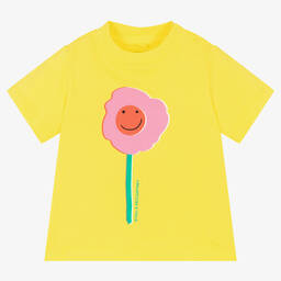 Stella McCartney Kids-تيشيرت أطفال بناتي قطن عضوي لون أصفر | Childrensalon Outlet
