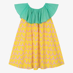 Stella McCartney Kids-Желтое хлопковое платье Ананас для девочек | Childrensalon Outlet