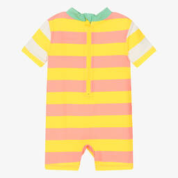 Stella McCartney Kids-Солнцезащитный костюм для девочек в желто-розовую полоску | Childrensalon Outlet
