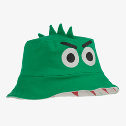 Stella McCartney Kids-Зеленая шапка из денима в виде головы крокодила | Childrensalon Outlet