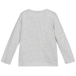 Stella McCartney Kids-Серый хлопковый топ Lucky Cat | Childrensalon Outlet