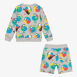 Stella McCartney Kids-Серый топ и шорты из органического хлопка | Childrensalon Outlet