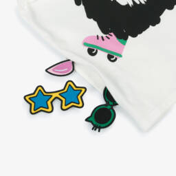 Stella McCartney Kids-Ivory Cat Patch Tee for Girls | Childrensalon Outlet