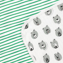 Stella McCartney Kids-بطانية قطن عضوي مقلمة لون عاجي للأطفال (72 سم) | Childrensalon Outlet