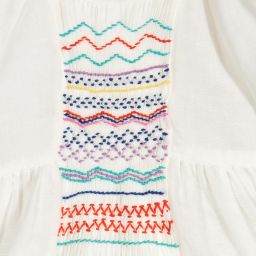 Stella McCartney Kids-Льняное платье цвета айвори со сборками | Childrensalon Outlet
