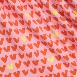 Stella McCartney Kids-Розово-красное платье из вискозы с сердечками | Childrensalon Outlet