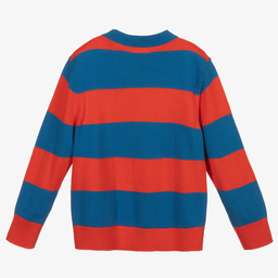 Stella McCartney Kids-Свитер в красную и синюю полоску с собакой | Childrensalon Outlet