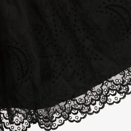 Stella McCartney Kids-Teen Black Broderie Silk Dress | Childrensalon Outlet