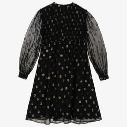 Stella McCartney Kids-Teen Black Silk Chiffon Dress | Childrensalon Outlet