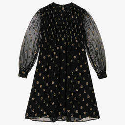 Stella McCartney Kids-Teen Black Silk Chiffon Dress | Childrensalon Outlet