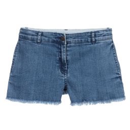 Stella McCartney Kids-شورت قطن دنيم مطرز بفراشة لون أزرق | Childrensalon Outlet