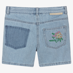 Stella McCartney Kids-Teen Blue Floral Denim Shorts | Childrensalon Outlet