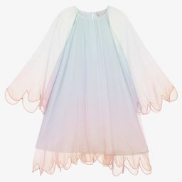 Stella McCartney Kids-فستان تينز بناتي حرير لون أزرق وزهري | Childrensalon Outlet