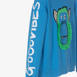 Stella McCartney Kids-Голубой вязаный свитер с обезьяной | Childrensalon Outlet