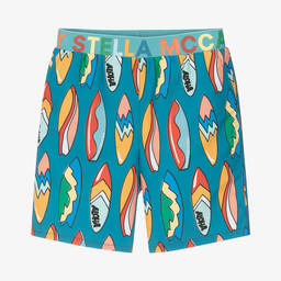 Stella McCartney Kids-Teen Boys Blue Surfboard Print Swim Shorts | Childrensalon Outlet
