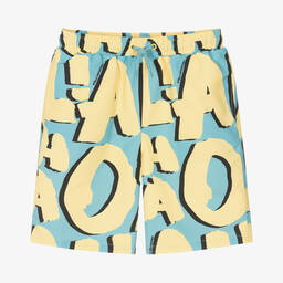 Stella McCartney Kids-Teen Boys Blue & Yellow Aloha Swim Shorts | Childrensalon Outlet