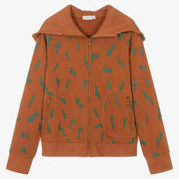 Stella McCartney Kids-Коричневая худи на молнии Медведь | Childrensalon Outlet