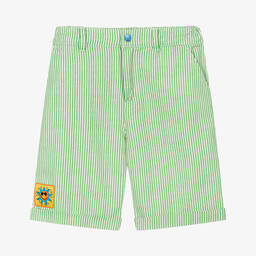 Stella McCartney Kids-Teen Boys Green & Ivory Cotton Shorts | Childrensalon Outlet