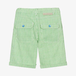 Stella McCartney Kids-Teen Boys Green & Ivory Cotton Shorts | Childrensalon Outlet