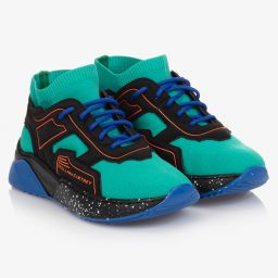 Stella McCartney Kids-Зеленые кроссовки-носки для подростков | Childrensalon Outlet
