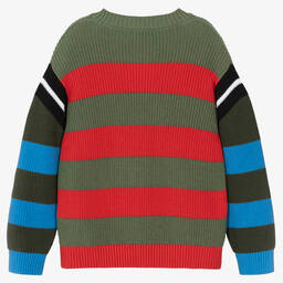 Stella McCartney Kids-Свитер из хлопка и шерсти в разноцветную полоску | Childrensalon Outlet