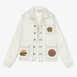 Stella McCartney Kids-Кремовая куртка из твила с гамбургерами для мальчиков-подростков | Childrensalon Outlet