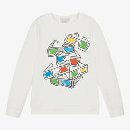 Stella McCartney Kids-Teen Boys Ivory Cotton Glasses Sweatshirt | Childrensalon Outlet
