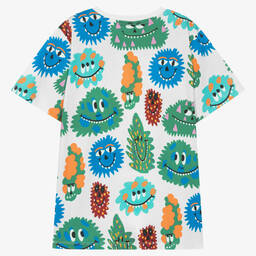 Stella McCartney Kids-Кремовая хлопковая футболка с монстрами | Childrensalon Outlet