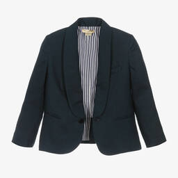 Stella McCartney Kids-Teen Boys Navy Blue Linen Blazer | Childrensalon Outlet