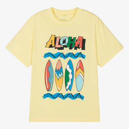 Stella McCartney Kids-Teen Boys Yellow Organic Cotton Aloha T-Shirt | Childrensalon Outlet