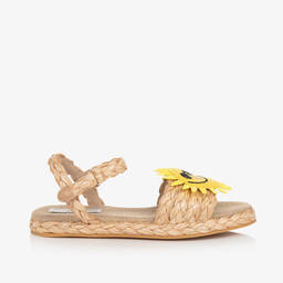 Stella McCartney Kids-Бежевые соломенные сандалии для девочек-подростков | Childrensalon Outlet