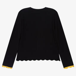 Stella McCartney Kids-Черный кардиган с блестящими радужными полосками | Childrensalon Outlet