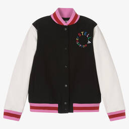 Stella McCartney Kids-Teen Girls Black & Ivory Bomber Jacket | Childrensalon Outlet