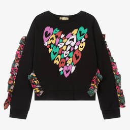 Stella McCartney Kids-Teen Girls Black Smudged Heart Sweatshirt | Childrensalon Outlet
