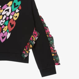 Stella McCartney Kids-Teen Girls Black Smudged Heart Sweatshirt | Childrensalon Outlet