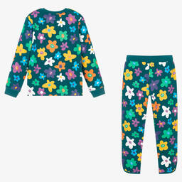 Stella McCartney Kids-Синий спортивный костюм из хлопка с цветами | Childrensalon Outlet
