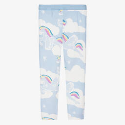 Stella McCartney Kids-Teen Girls Blue Cotton Unicorn Leggings | Childrensalon Outlet