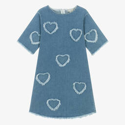 Stella McCartney Kids-Teen Girls Blue Denim Heart Dress | Childrensalon Outlet