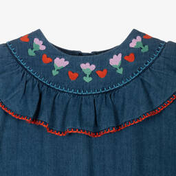Stella McCartney Kids-Синее джинсовое платье с вышивкой | Childrensalon Outlet