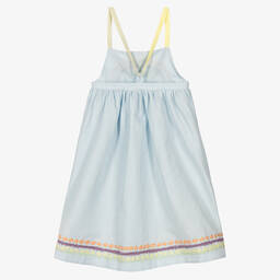 Stella McCartney Kids-Teen Girls Blue Embroidered Linen Dress | Childrensalon Outlet