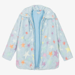 Stella McCartney Kids-Teen Girls Blue Faux Fur Star Print Coat | Childrensalon Outlet