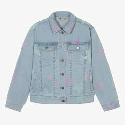 Stella McCartney Kids-Teen Girls Blue Star Print Denim Jacket | Childrensalon Outlet