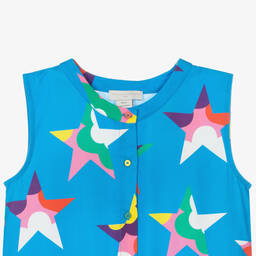 Stella McCartney Kids-فستان تينز بناتي ليوسيل تويل لون أزرق | Childrensalon Outlet