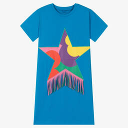 Stella McCartney Kids-Teen Girls Blue Star T-Shirt Dress | Childrensalon Outlet