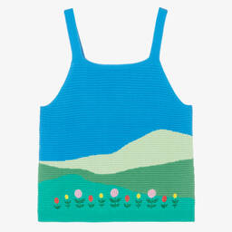 Stella McCartney Kids-Голубой трикотажный топ с солнцем | Childrensalon Outlet