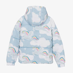 Stella McCartney Kids-جاكيت بافر بطبعة يونيكورن لون أزرق تينز بناتي | Childrensalon Outlet