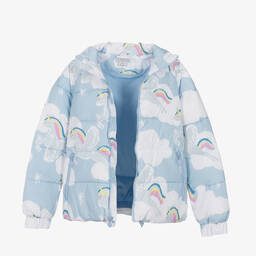Stella McCartney Kids-جاكيت بافر بطبعة يونيكورن لون أزرق تينز بناتي | Childrensalon Outlet